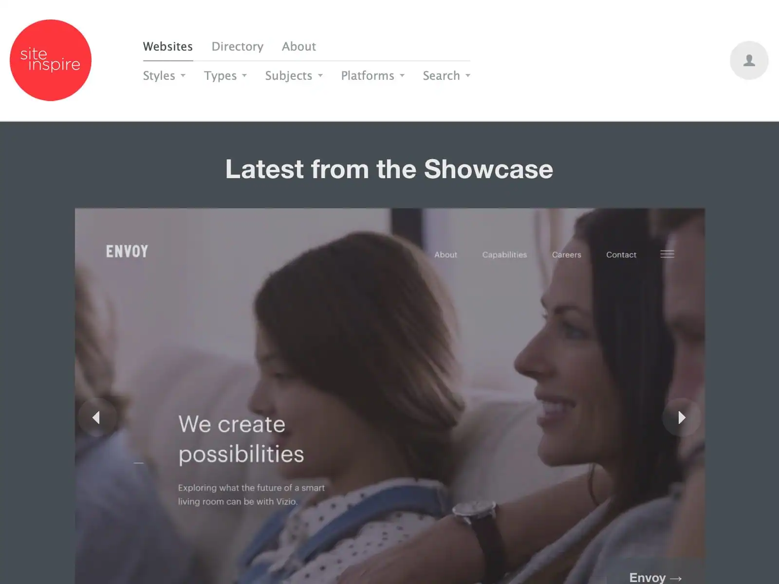 A CSS gallery and showcase of the best web design inspiration, featuring over 2,500 websites searchable by type, subject, and style.