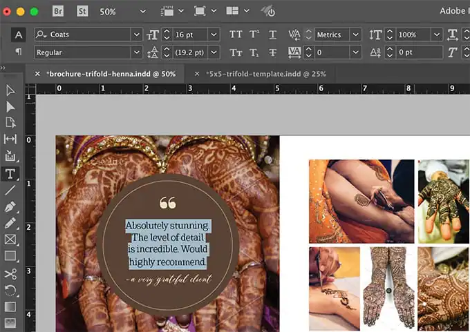 Editing text in InDesign