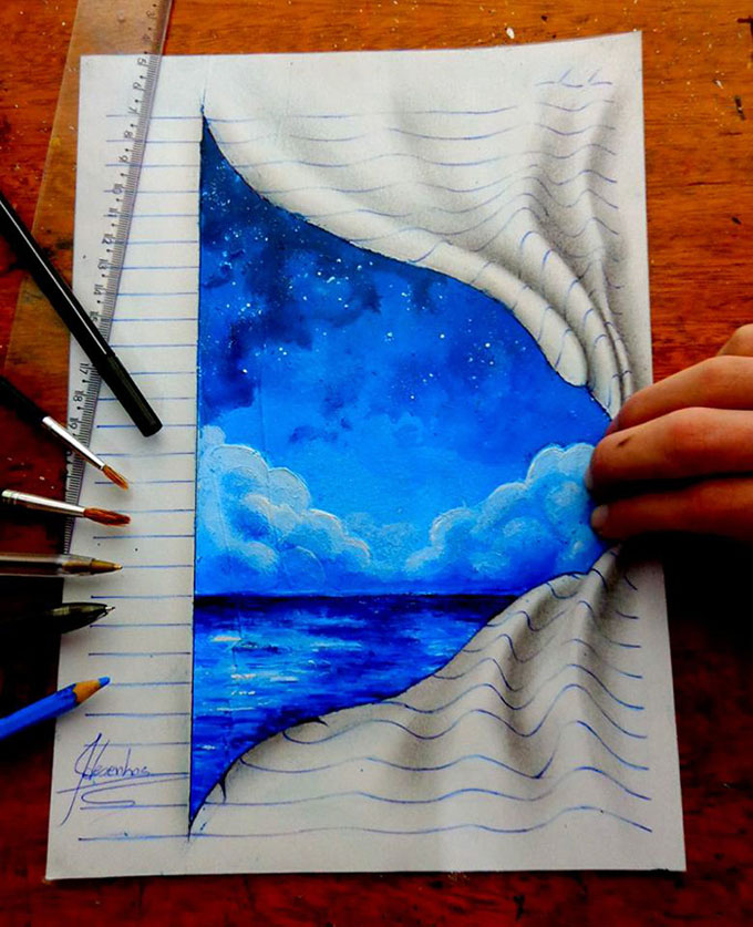3d drawings on notebook paper