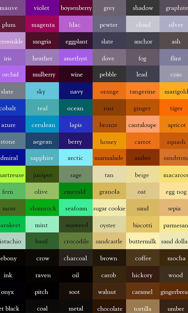 The Color Thesaurus  Color theory, Color names, Color
