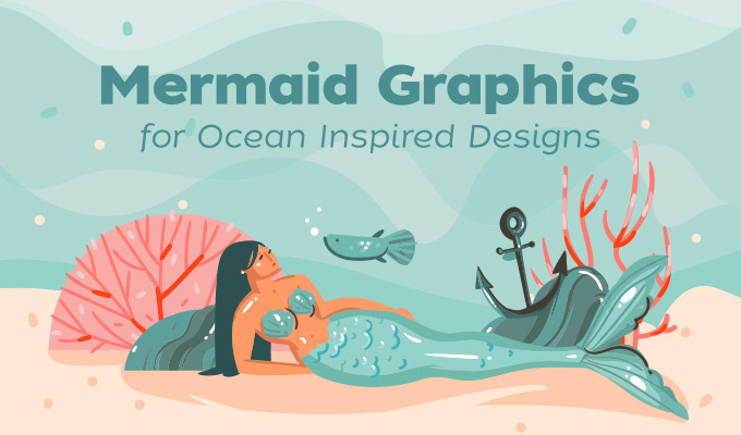Mermaid Graphics for Ocean Inspired Designs