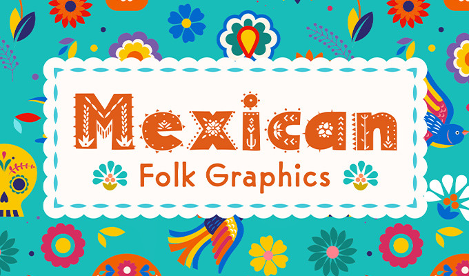 Colorful Mexican Folk Graphics for Día de los Muertos Designs